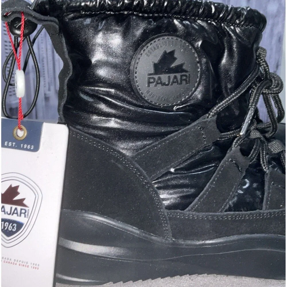 Pajar Canada Aviva Black Nubuck /Leather/Nylon Women’s Snow Boots Size 9